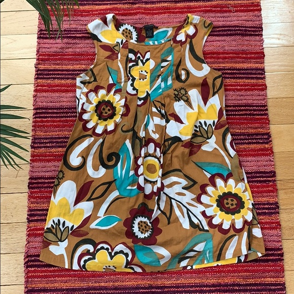 Brown Floral GoGo Dress, Mod Patterned Mini Dress, Floral Mini Dress - Picture 4 of 8